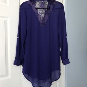 Womens Size Medium Finejo Purple Blouse NWT